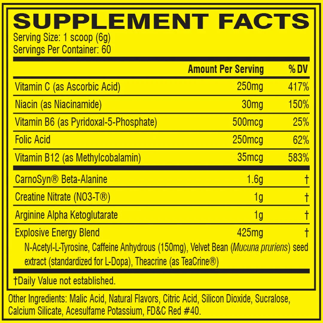 Supplement facts of Cellucor C4 Original Pre Workout 30 Servings including caffeine, beta-alanine, and creatine