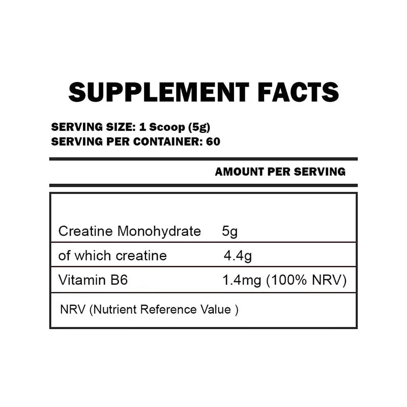 Supplement facts panel Kevin Levrone Gold Creatine 5g per serving
