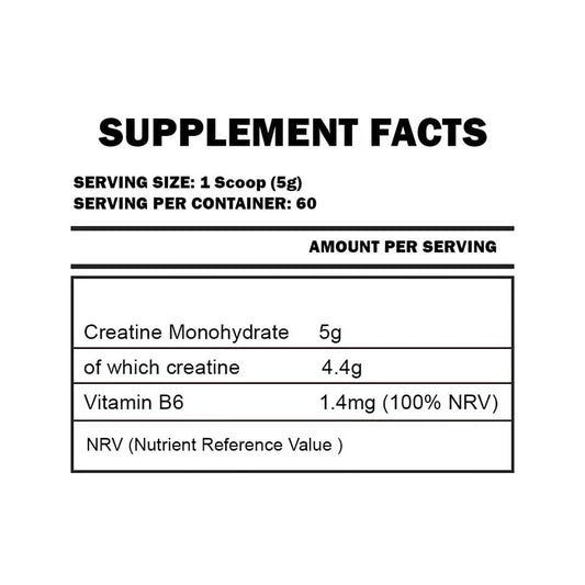 Supplement facts panel Kevin Levrone Gold Creatine 5g per serving