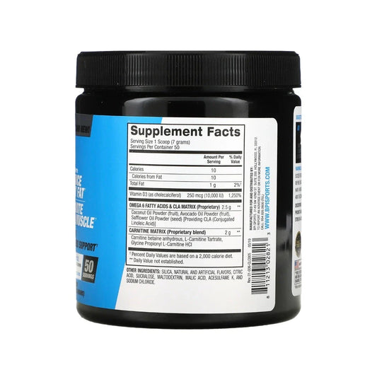 Ingredients and nutrition info of BPI Sports CLA + Carnitine powder for weight loss and energy